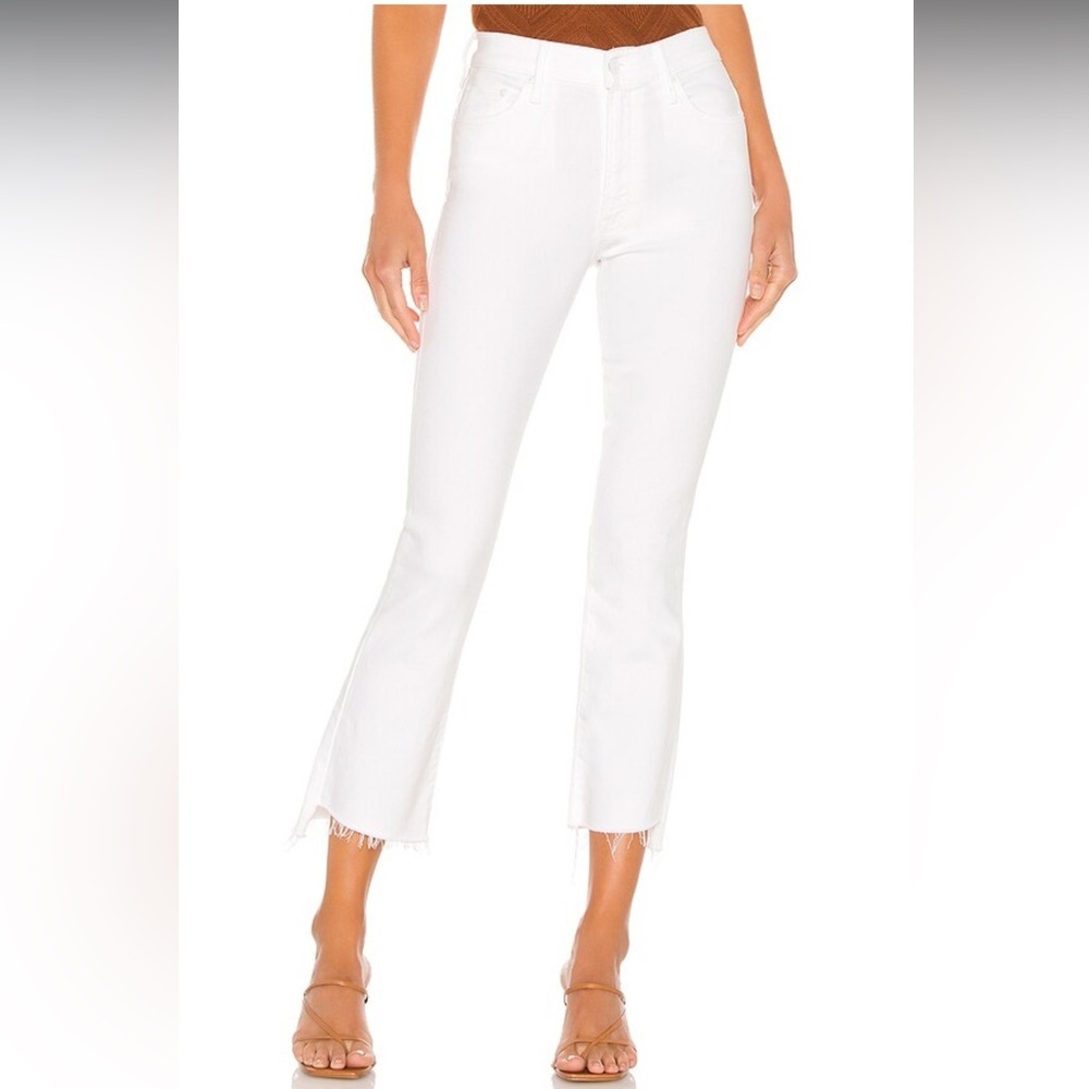MOTHER Insider Crop Step Fray Jeans White Size 26